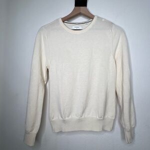 Billy Reid Crewneck Elbow Detail Sweater, Cream, size S